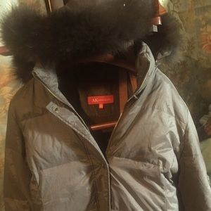 Anne Klein Down coat w/ hood w/faux fur accent